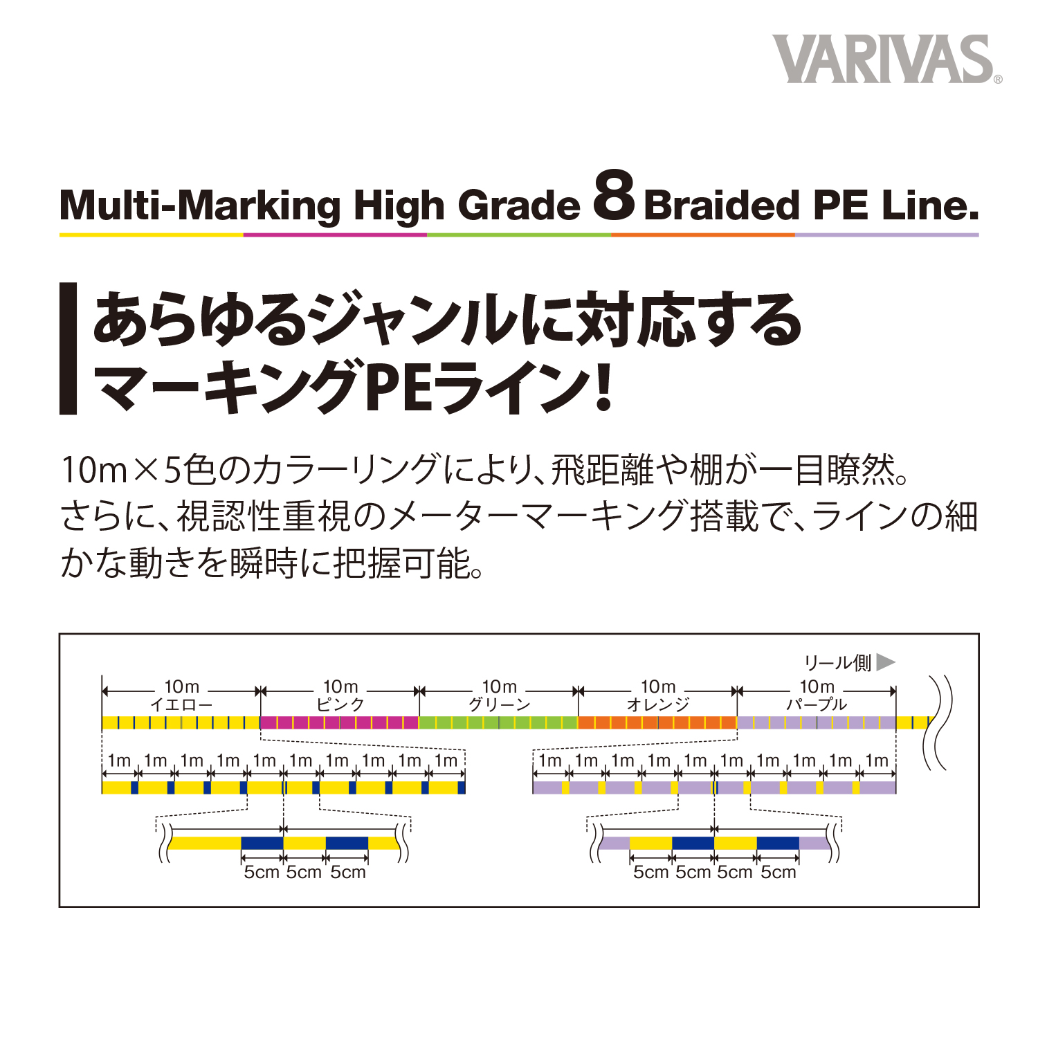 VARIVAS High Grade PE Marking Type2 X8 31lb 0.205mm 150m PE1.5