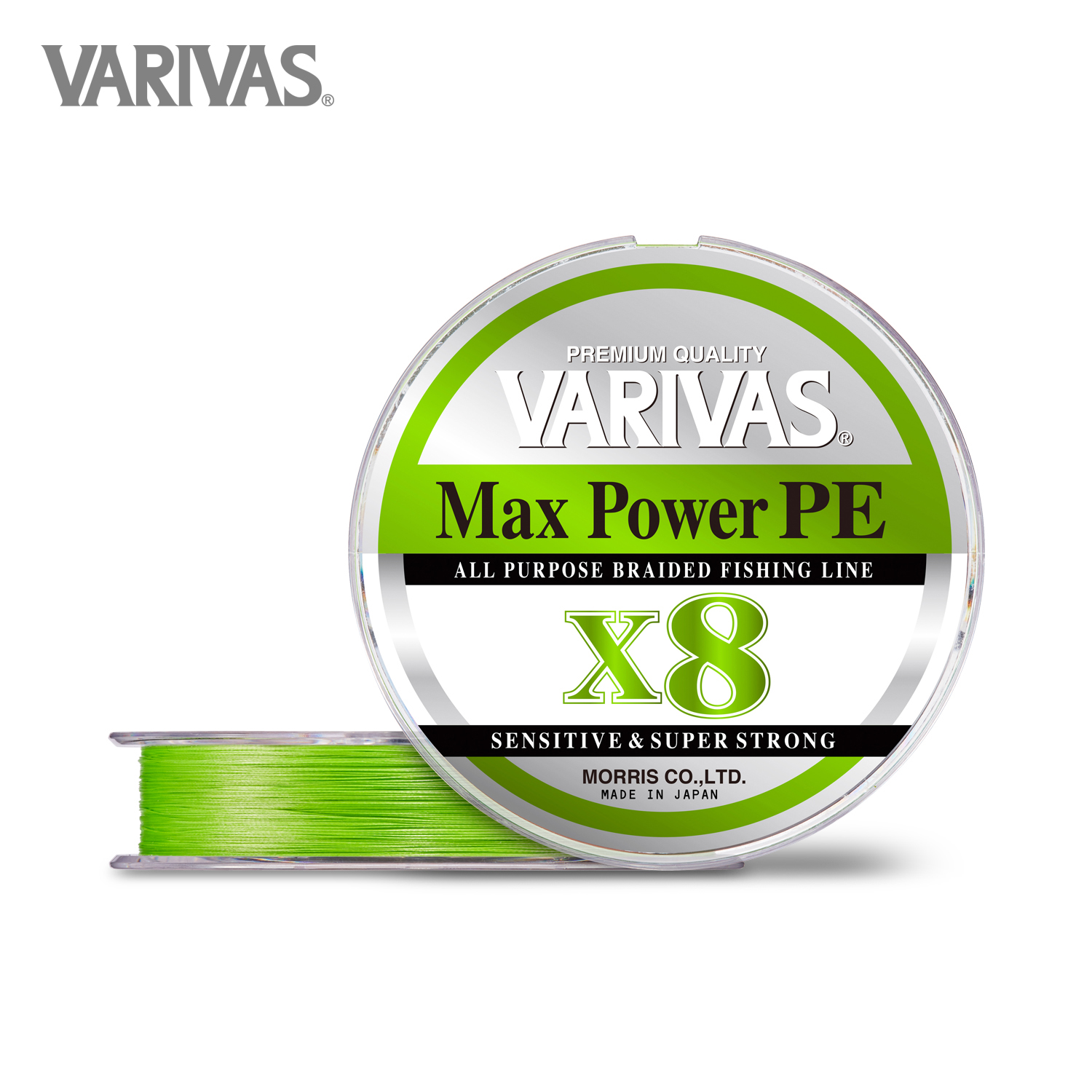 VARIVAS Max Power PE X8 Lime Green Fluo 0.165mm 150m PE1.0